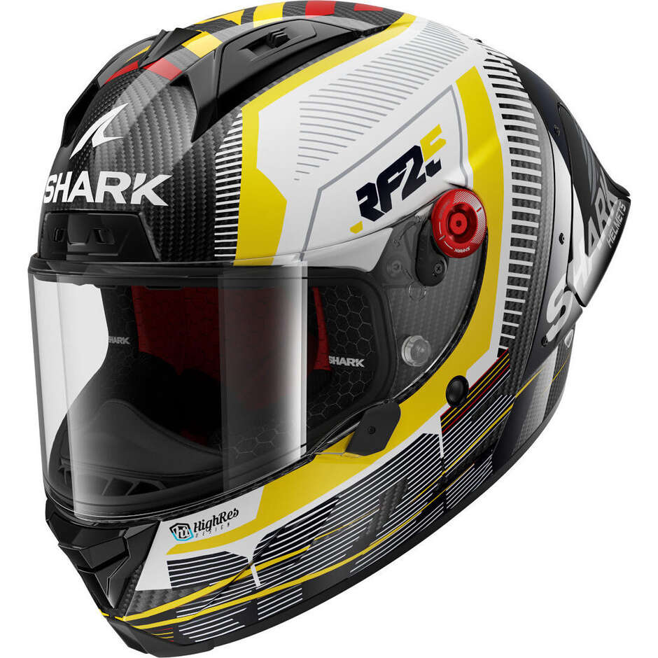 Casco Moto Integrale Shark AERON-GP REPLICA RAUL FERNANDEZ SIGNATURE Carbonio Bianco Giallo
