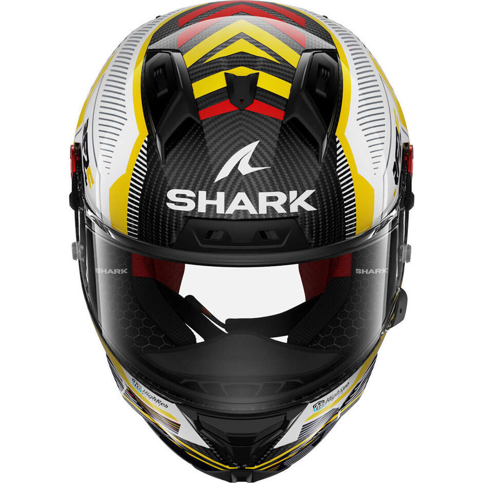 Casco Moto Integrale Shark AERON-GP REPLICA RAUL FERNANDEZ SIGNATURE Carbonio Bianco Giallo