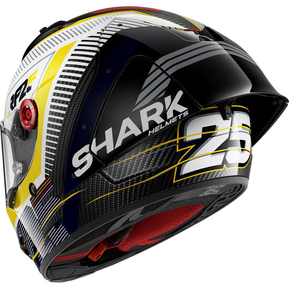 Casco Moto Integrale Shark AERON-GP REPLICA RAUL FERNANDEZ SIGNATURE Carbonio Bianco Giallo