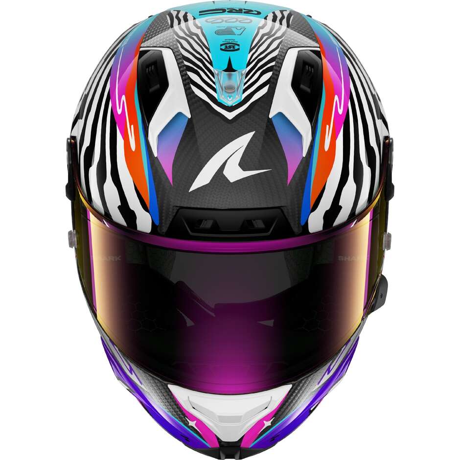 Casco Moto Integrale Shark AERON SPEED-FANCY Carbon Bianco Arancio