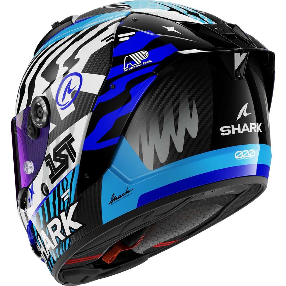 Casco Moto Integrale Shark AERON SPEED-FANCY Carbon Bianco Blu