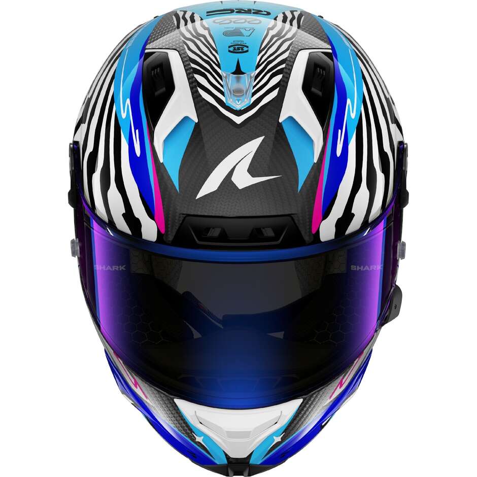 Casco Moto Integrale Shark AERON SPEED-FANCY Carbon Bianco Blu