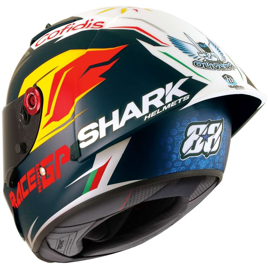 Casco Moto Integrale Shark RACE-R PRO GP OLIVEIRA SIGNATURE Blu Grigio Bianco