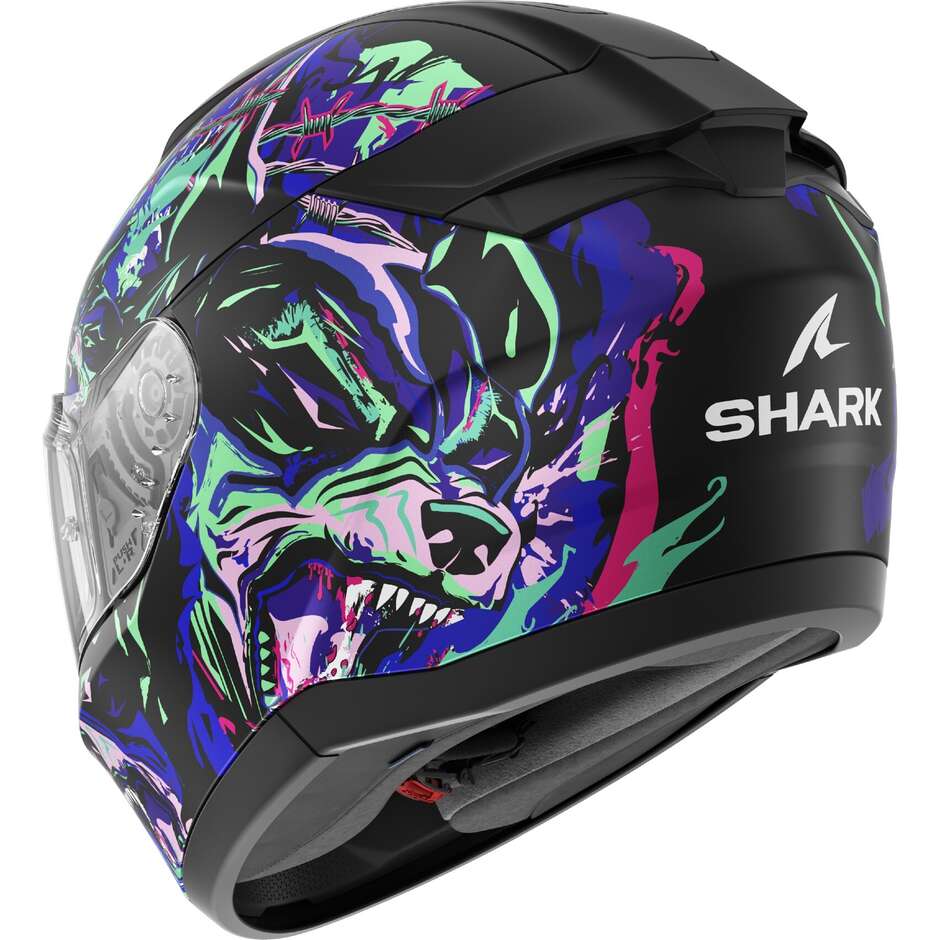 Casco Moto Integrale Shark RIDILL 2 RAGING BEAST Mat Nero Viola Verde