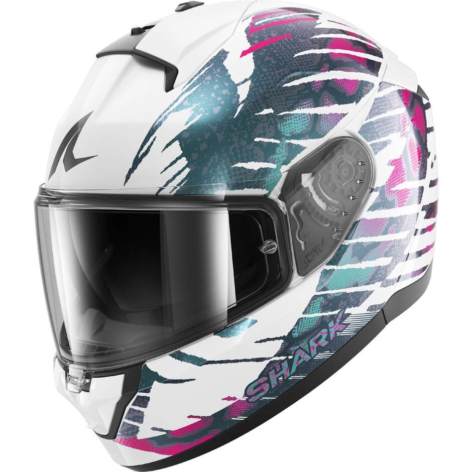 Casco Moto Integrale Shark RIDILL 2 REPTAIA Bianco Viola Cameleon