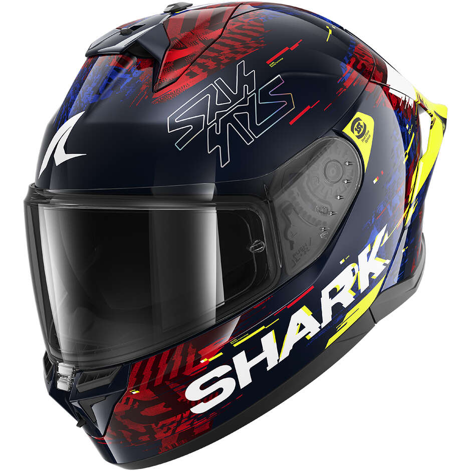 Casco Moto Integrale Shark SKWAL CUP SPEED-VIB Blu Rosso Giallo