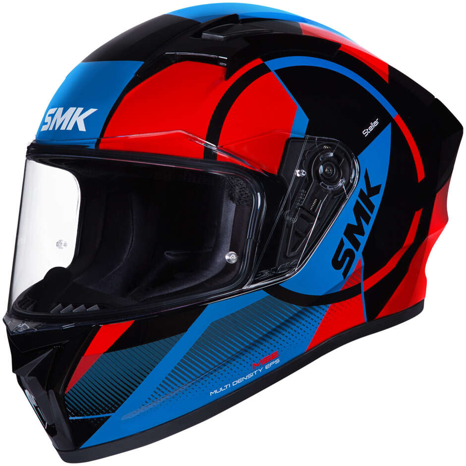 Casco Moto Integrale SMK Stellar Faro MA236 Blu Rosso