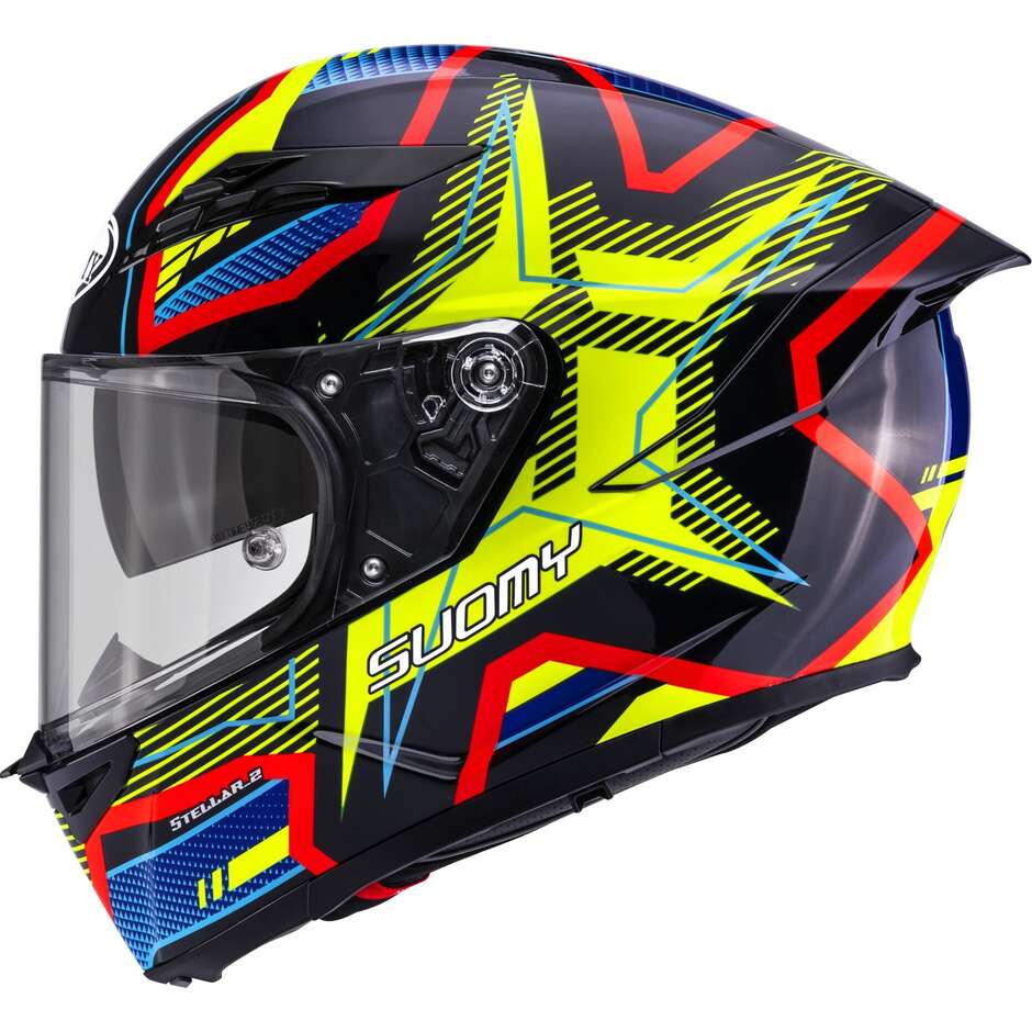 Casco Moto Integrale Suomy  STELLAR 2 BLACKSTAR Blu Giallo