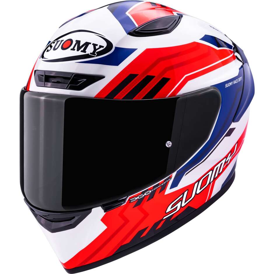 Casco Moto Integrale TRACK-1 FRAMEWORK Bianco Rosso Bl taglia XS