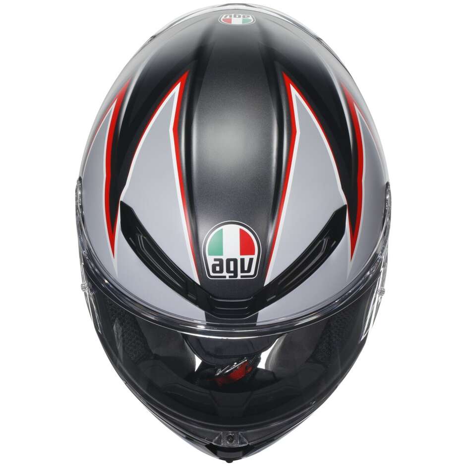 Casco Moto Integrale Touring Agv K6 S FLASH Opaco Nero Grigio Rosso