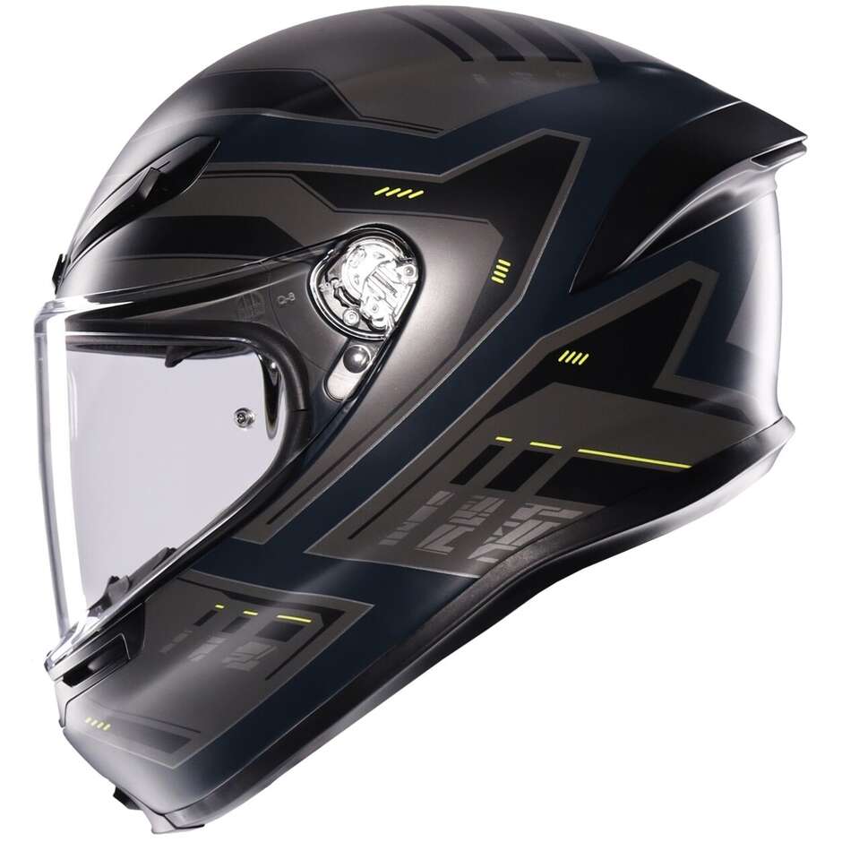 Casco Moto Integrale Touring in Fibra AGV K6 S ENHANCE Opaco Grigio Giallo Fluo