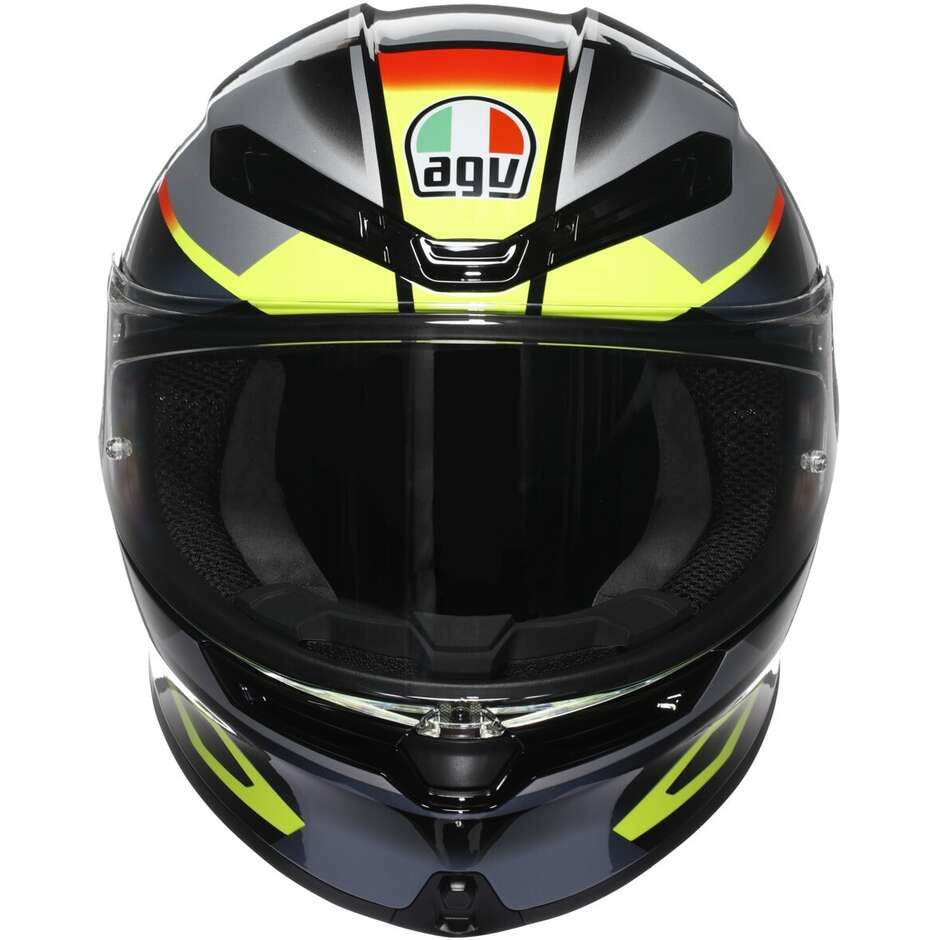 Casco Moto Integrale Touring in Fibra AGV  K6 S  ERAZER Nero Rosso Giallo Fluo