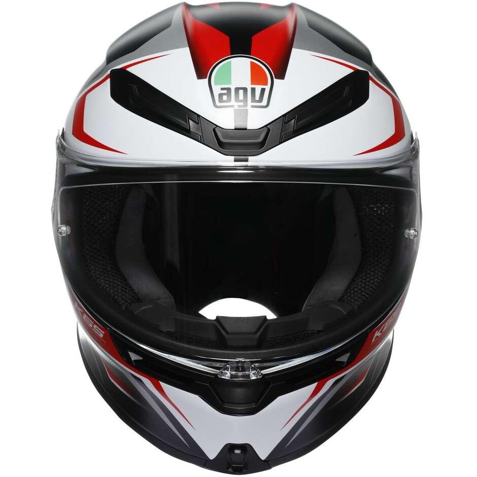 Casco Moto Integrale Touring in Fibra AGV  K6 S  KARVE Opaco Nero Bianco Rosso