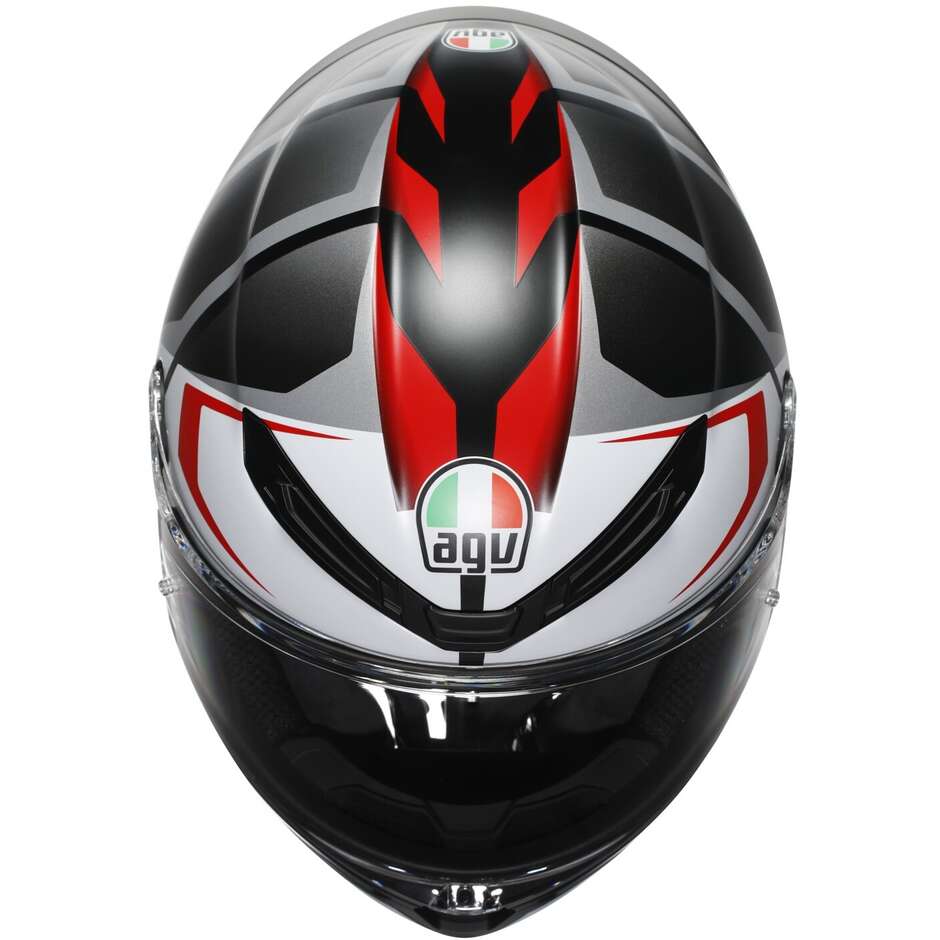 Casco Moto Integrale Touring in Fibra AGV  K6 S  KARVE Opaco Nero Bianco Rosso