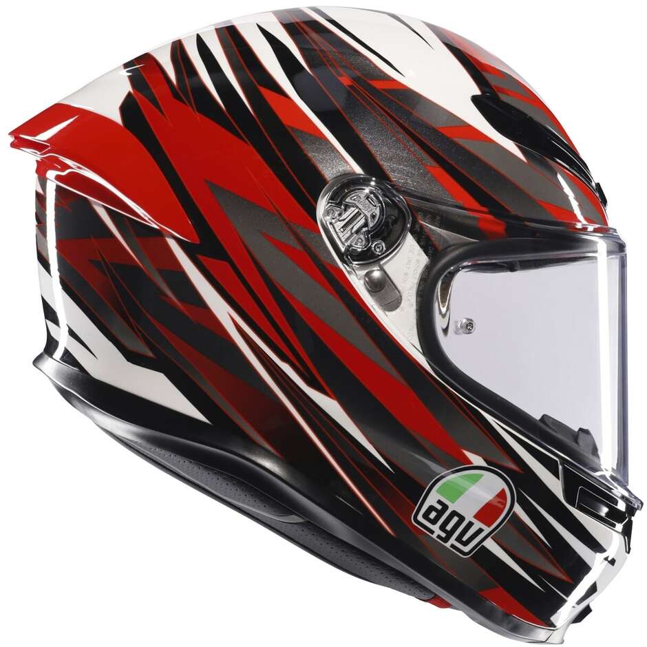 Casco Moto Integrale Touring in Fibra AGV K6 S REEVAL Bianco Rosso Grigio