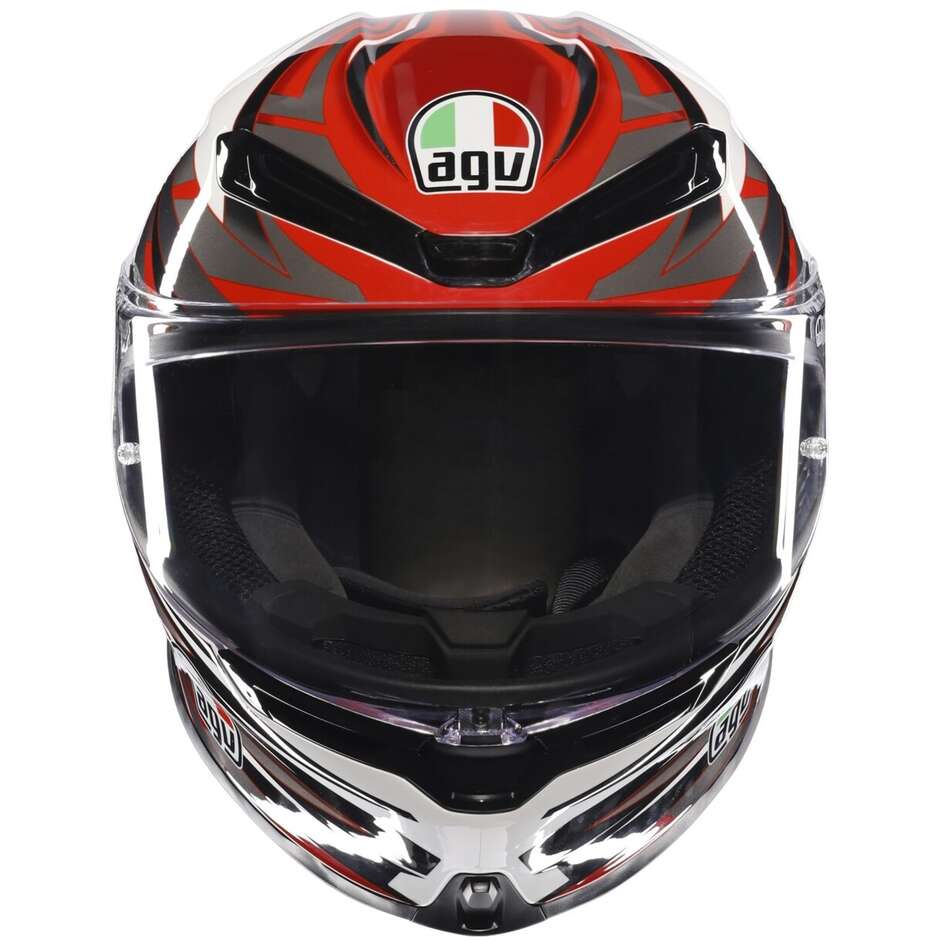 Casco Moto Integrale Touring in Fibra AGV K6 S REEVAL Bianco Rosso Grigio