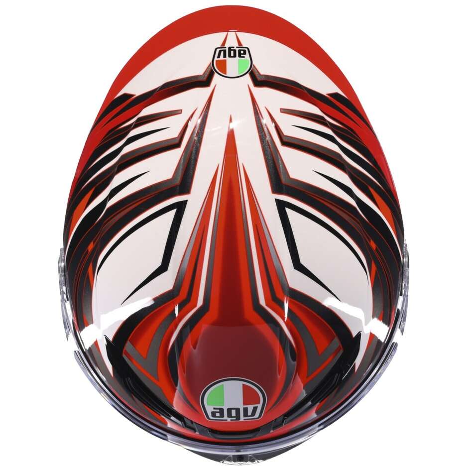 Casco Moto Integrale Touring in Fibra AGV K6 S REEVAL Bianco Rosso Grigio