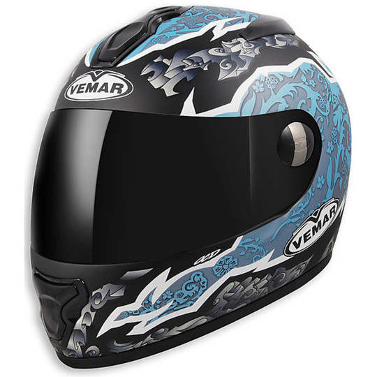 Casco Moto Integrale Vemar VTX EV In Fibra Tricomposita Multicolor Black-Blu