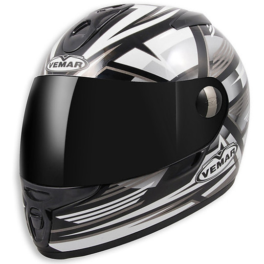 Casco Moto Integrale Vemar VTX EV In Fibra Tricomposita Silver-Black