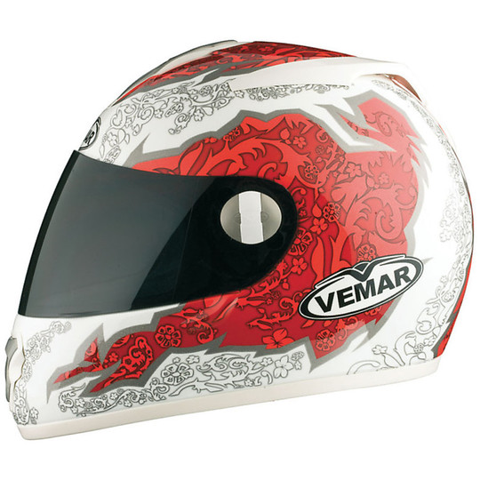  Casco Moto Integrale Vemar VTX EVO In Fibra Tricomposita Multi Bianco Rosso
