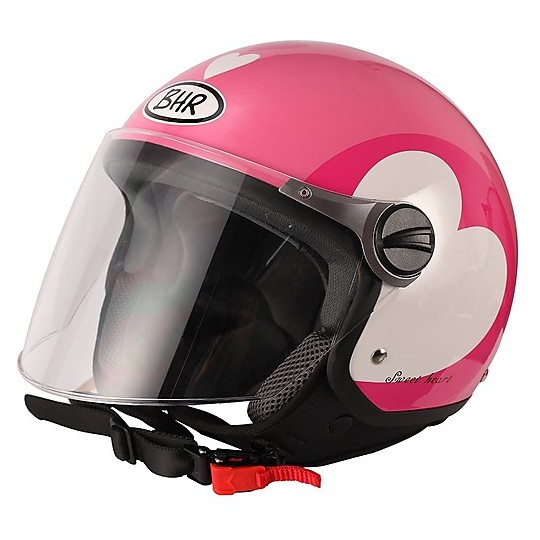 Casco moto Jer Con Visiera Lunga BHR 710 Colorazione Love Rosa