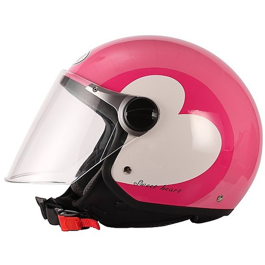 Casco moto Jer Con Visiera Lunga BHR 710 Colorazione Love Rosa