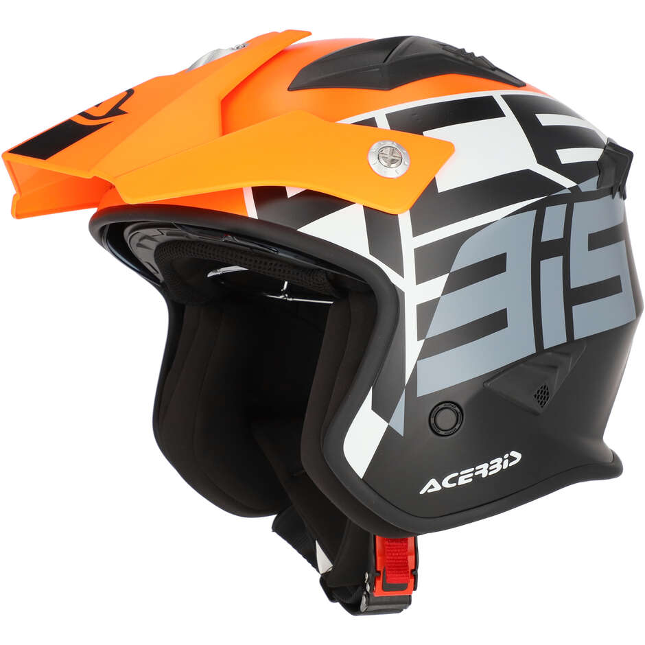 Casco Moto Jet Acerbis Aria 2206 Graphic Arancio Fluo Nero