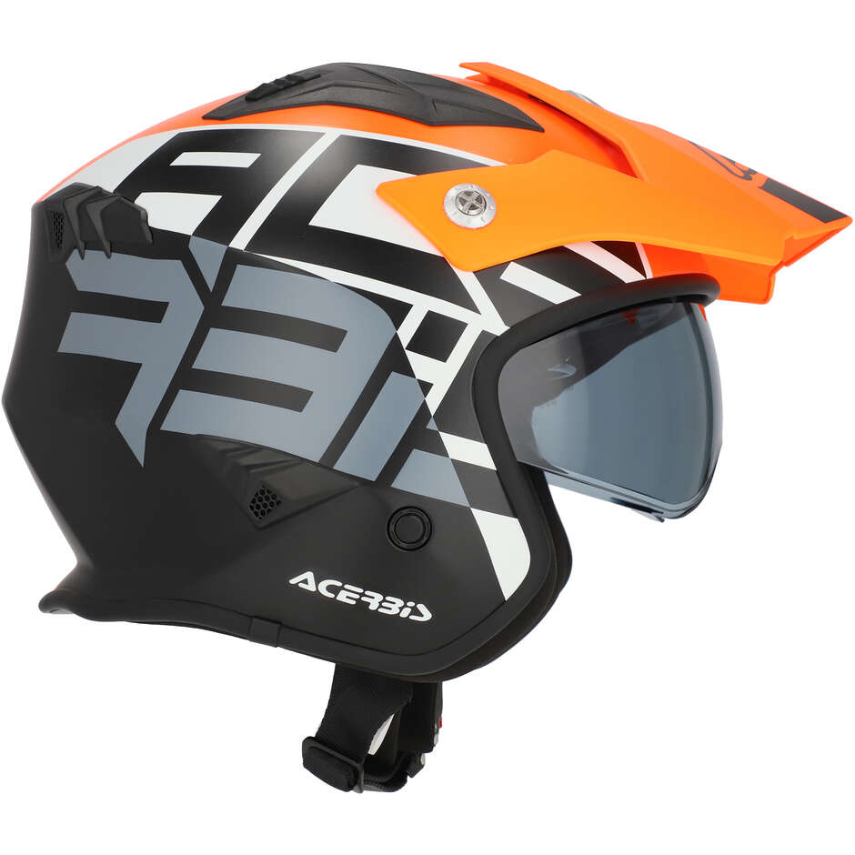 Casco Moto Jet Acerbis Aria 2206 Graphic Arancio Fluo Nero