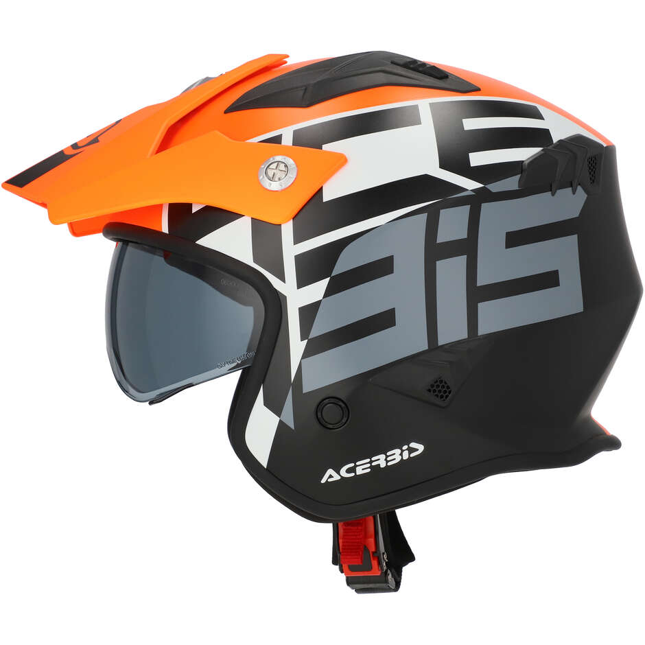 Casco Moto Jet Acerbis Aria 2206 Graphic Arancio Fluo Nero