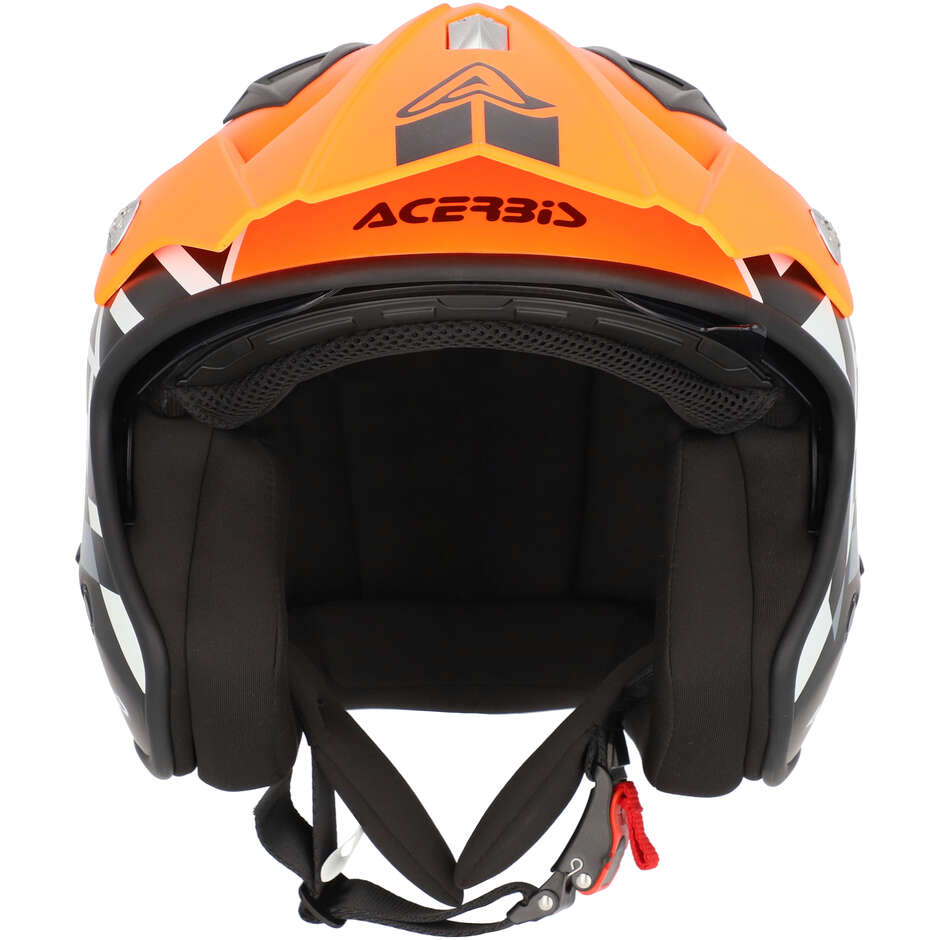 Casco Moto Jet Acerbis Aria 2206 Graphic Arancio Fluo Nero