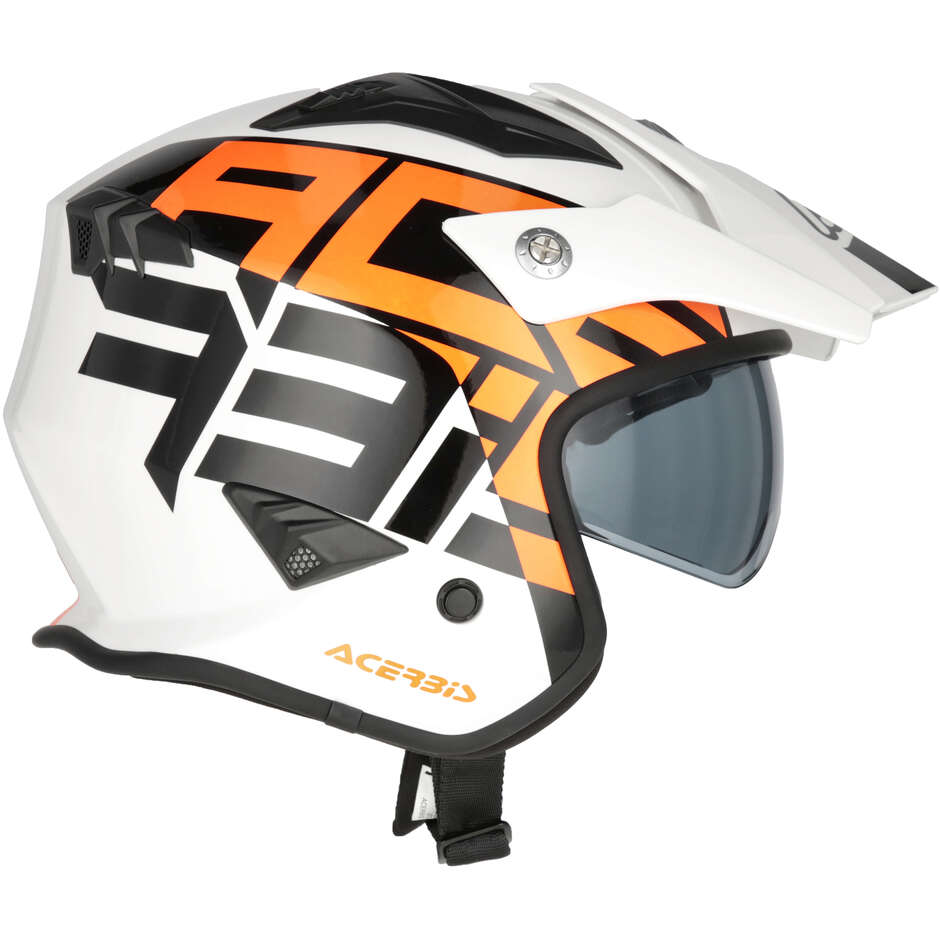 Casco Moto Jet Acerbis Aria 2206 Graphic Bianco Arancio