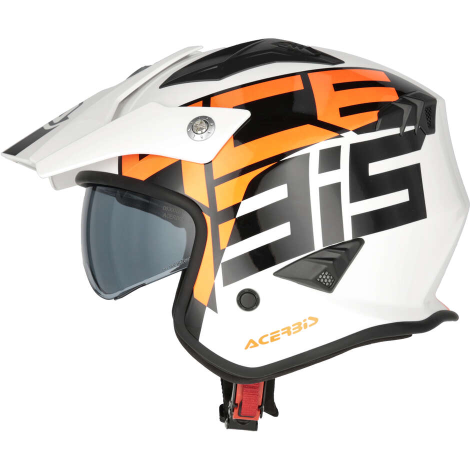 Casco Moto Jet Acerbis Aria 2206 Graphic Bianco Arancio