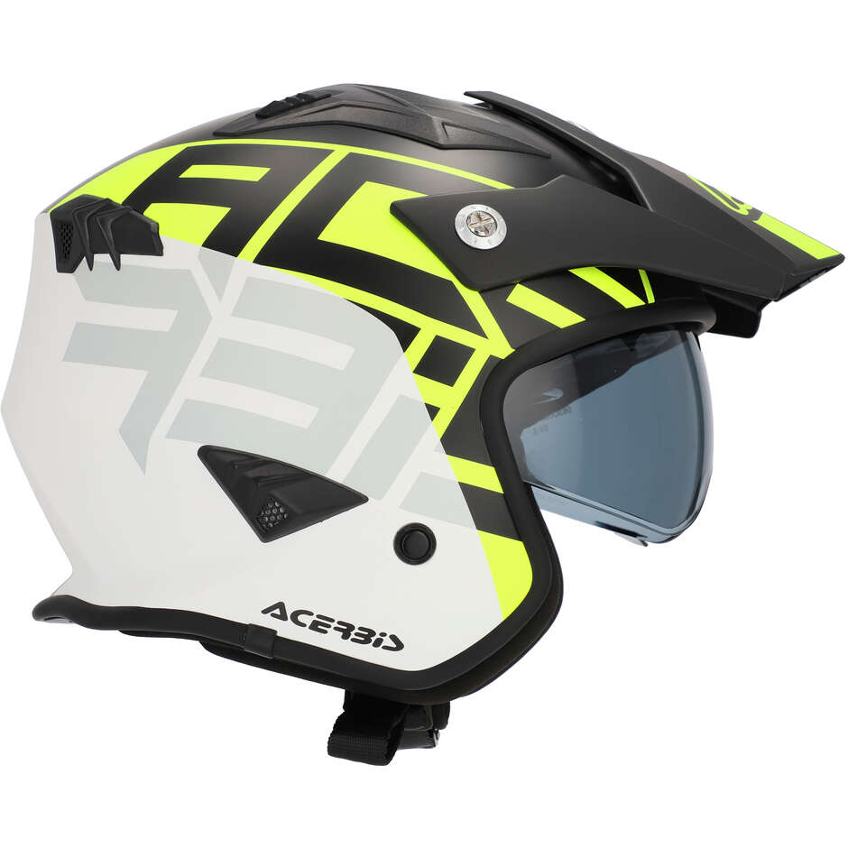 Casco Moto Jet Acerbis Aria 2206 Graphic Nero Giallo Fluo