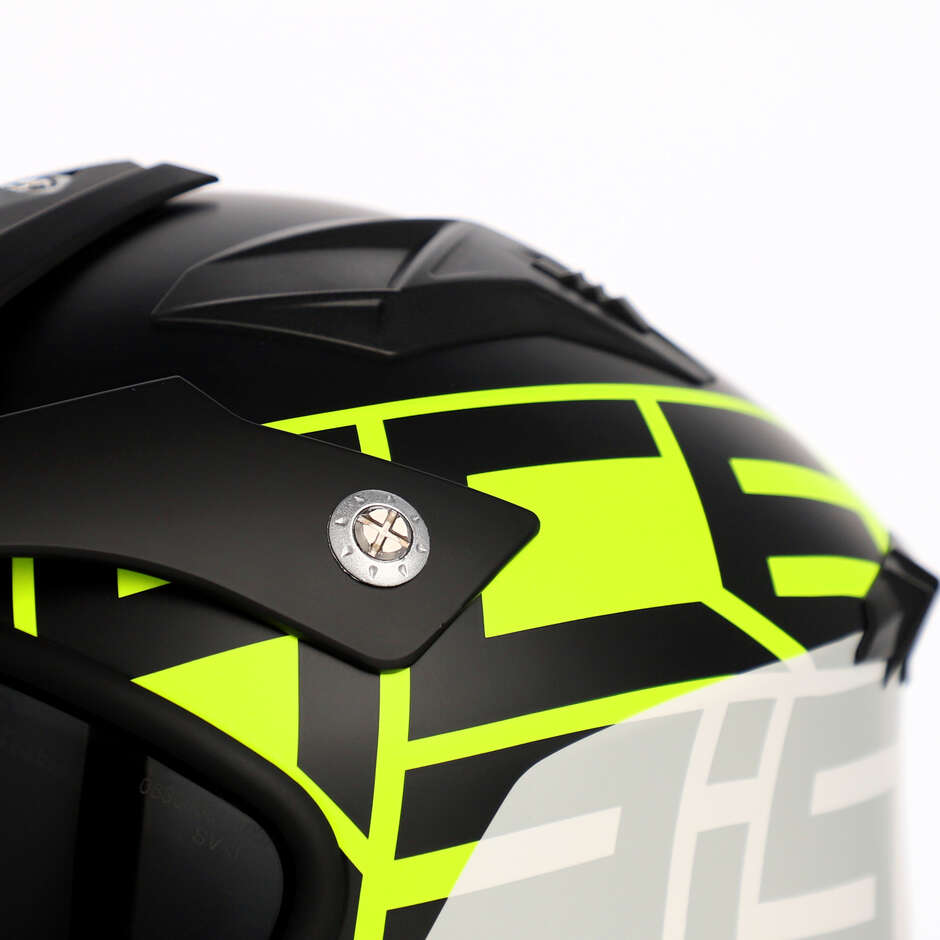 Casco Moto Jet Acerbis Aria 2206 Graphic Nero Giallo Fluo