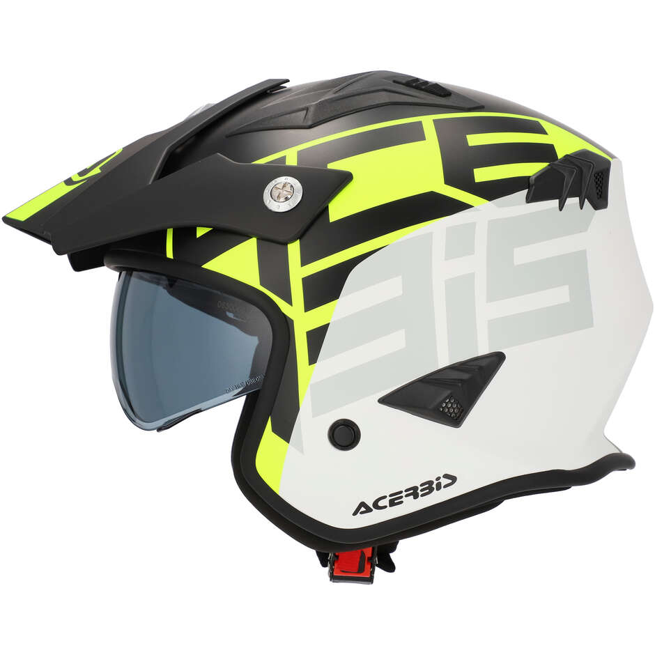 Casco Moto Jet Acerbis Aria 2206 Graphic Nero Giallo Fluo