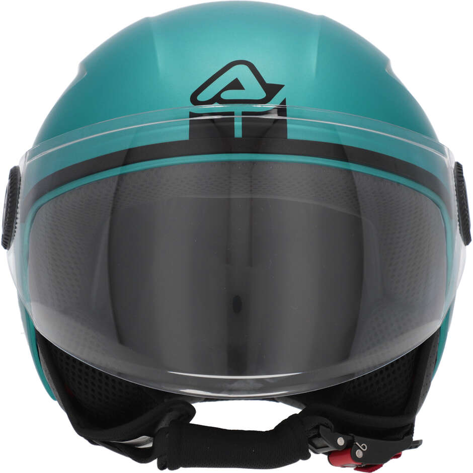 Casco Moto Jet Acerbis Con Visiera Brezza Metallic Turchese
