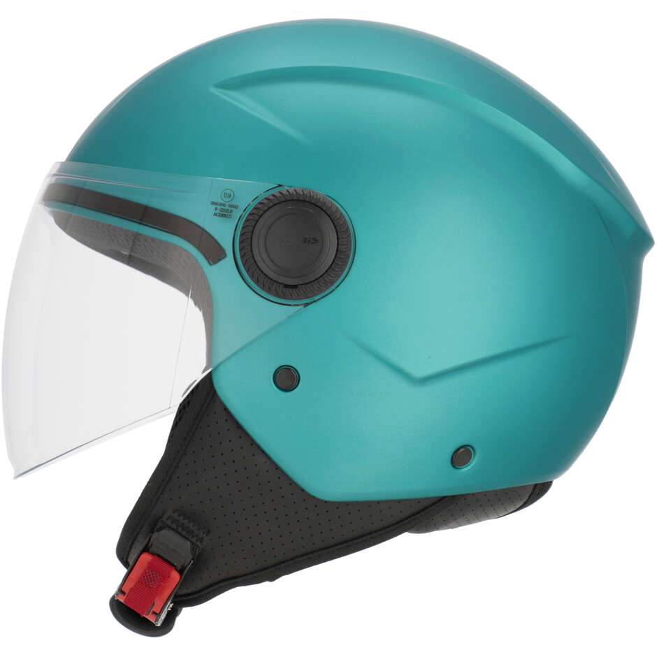 Casco Moto Jet Acerbis Con Visiera Brezza Metallic Turchese