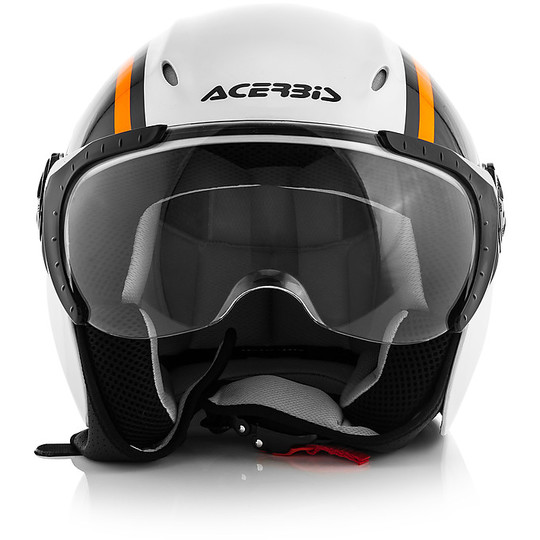 Casco Moto Jet Acerbis K-Jet On Bike Bianco/Arancio Fluo Lucido