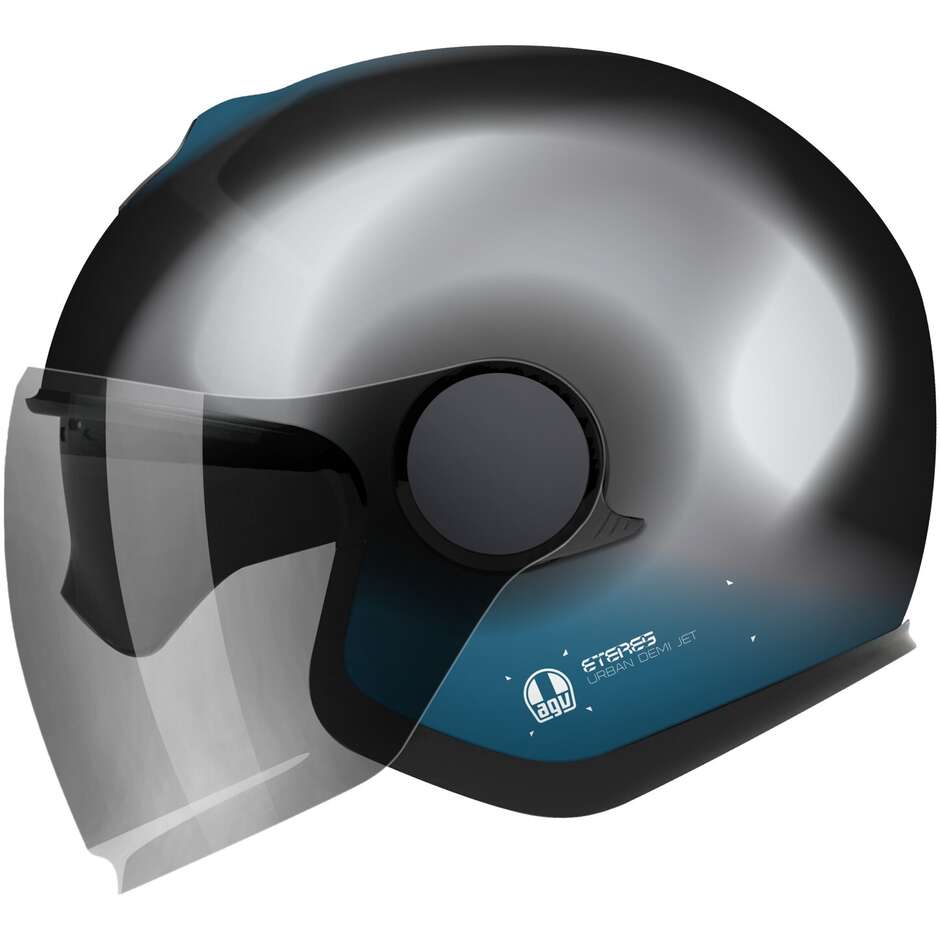 Casco Moto Jet ETERES LEVANTO Nero Silver Blu taglia M