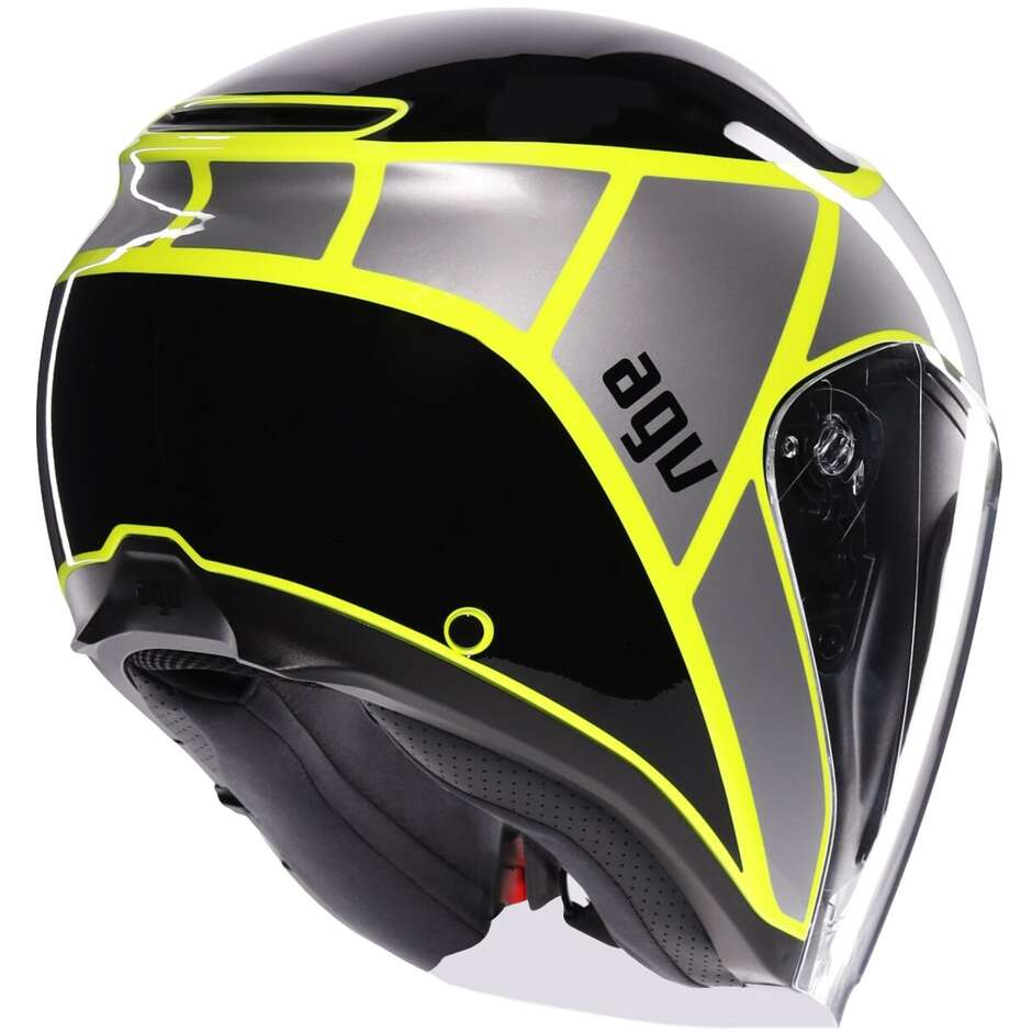 Casco Moto Jet AGV IRIDES DAVAO Nero Grigio Giallo Fluo