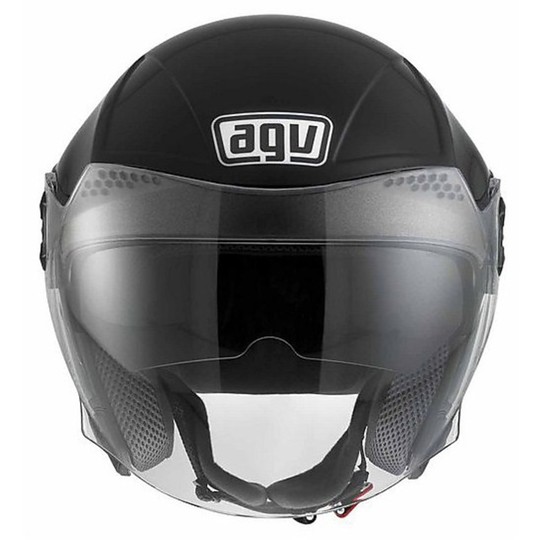 Casco Moto Jet Agv New Cityligth Mono Nero Lucido con Visierino Parasole