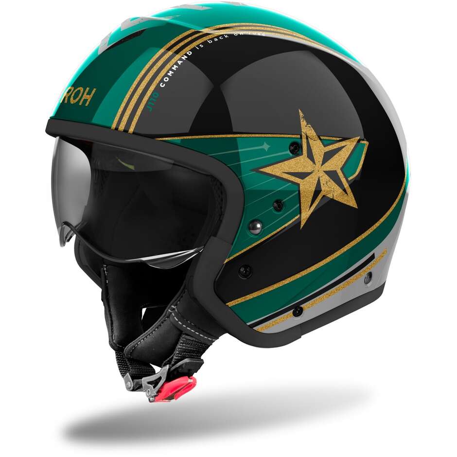 Casco Moto Jet Airoh J110 COMMAND Verde Menta Lucido