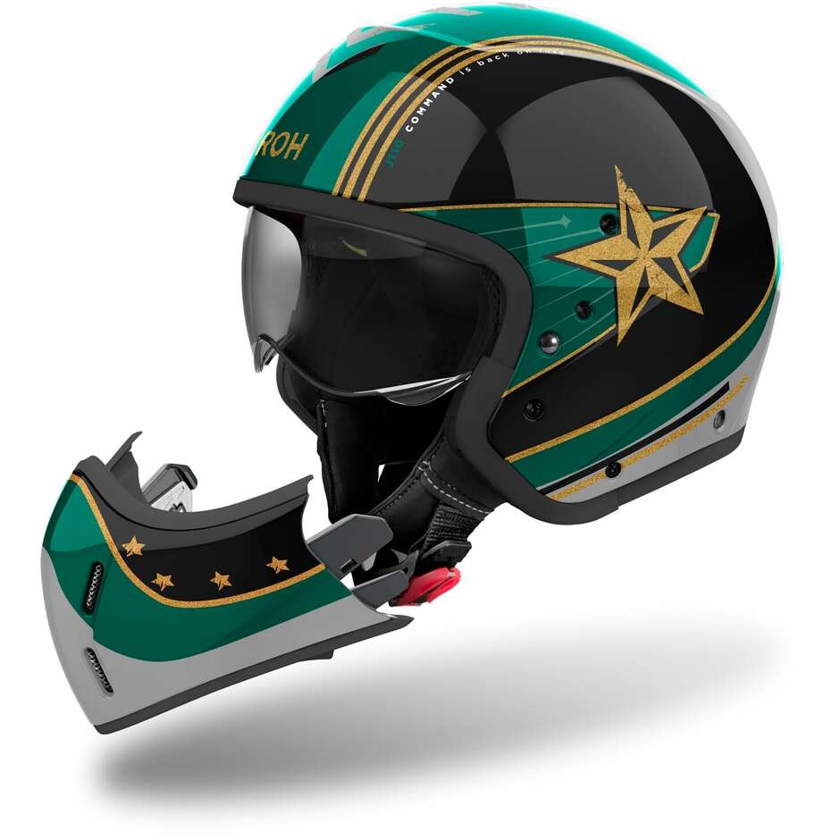 Casco Moto Jet Airoh J110 COMMAND Verde Menta Lucido