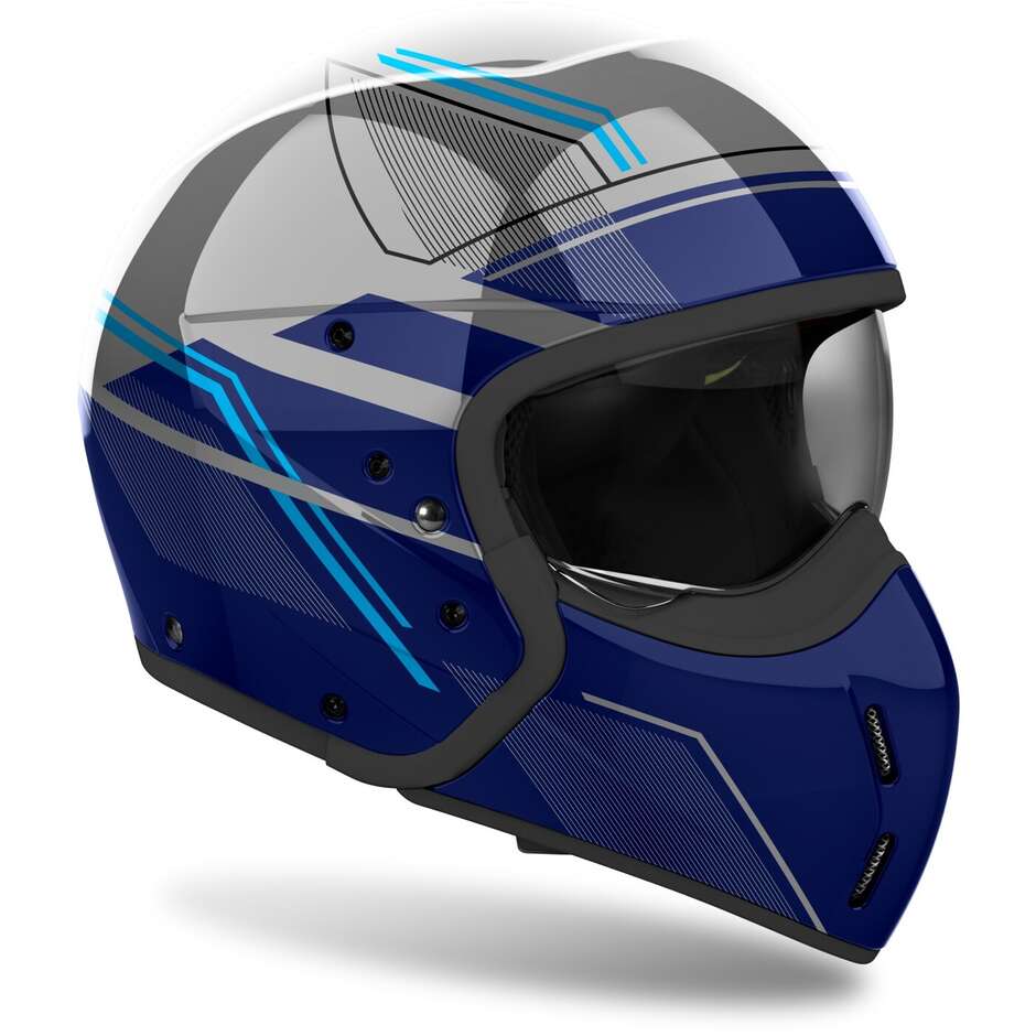 Casco Moto Jet Airoh J110 SLIM Blu Lucido