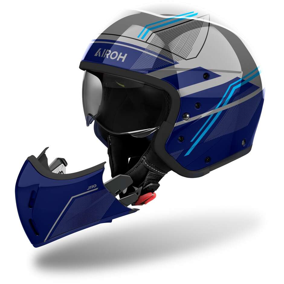 Casco Moto Jet Airoh J110 SLIM Blu Lucido