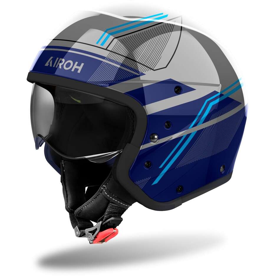 Casco Moto Jet Airoh J110 SLIM Blu Lucido