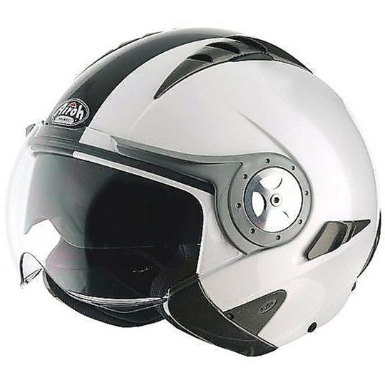 Casco Moto Jet Airoh TR-jet Doppia Visiera Bicolor Bianco Nero