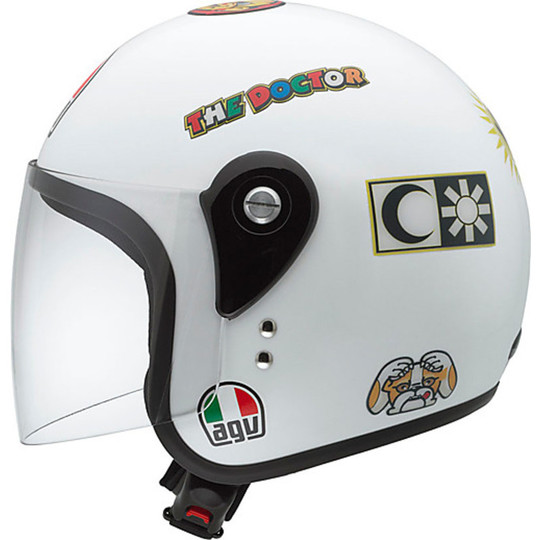 Casco Moto Jet Bambino AGV Junior Open Top Valentino Symbols Con Stickers