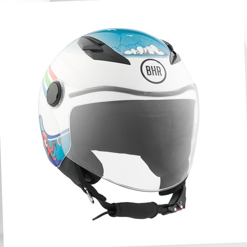 Casco Moto Jet Bambino 838 CHILDREN Sea Bianco Azzurro taglia XL
