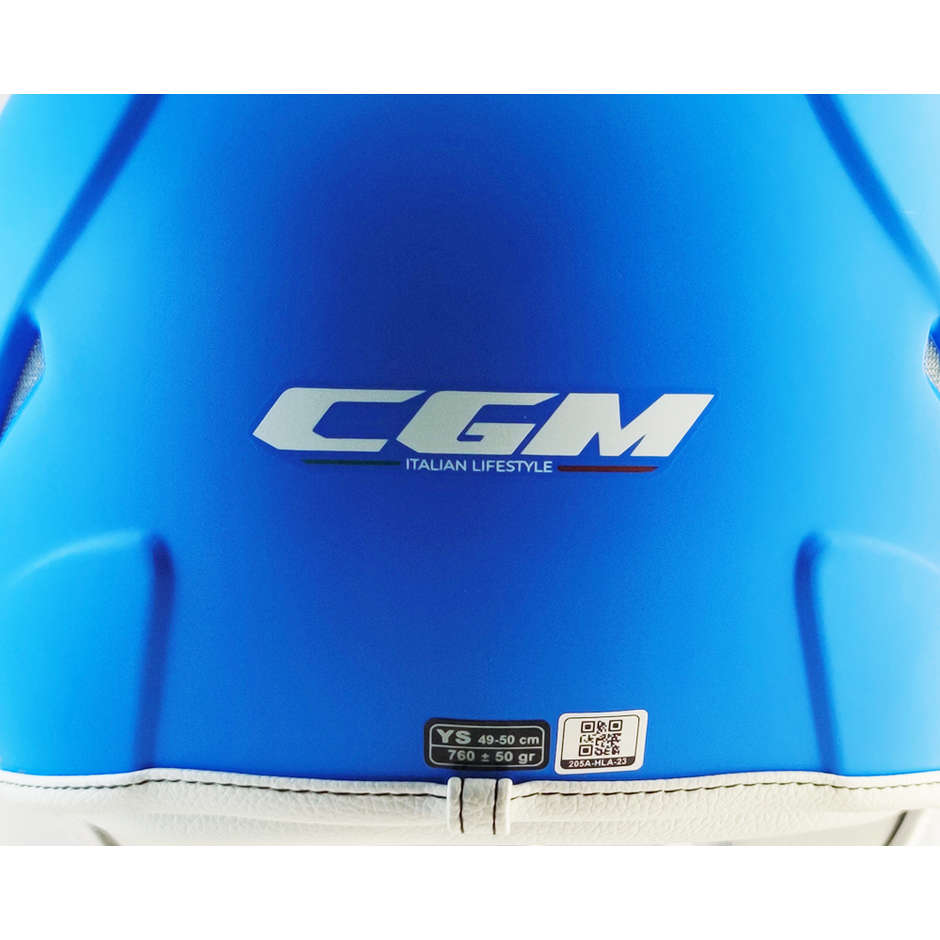 Casco Moto Jet Bambino CGM 204S Cuba Smile Azzurro Opaco Con Adesivi